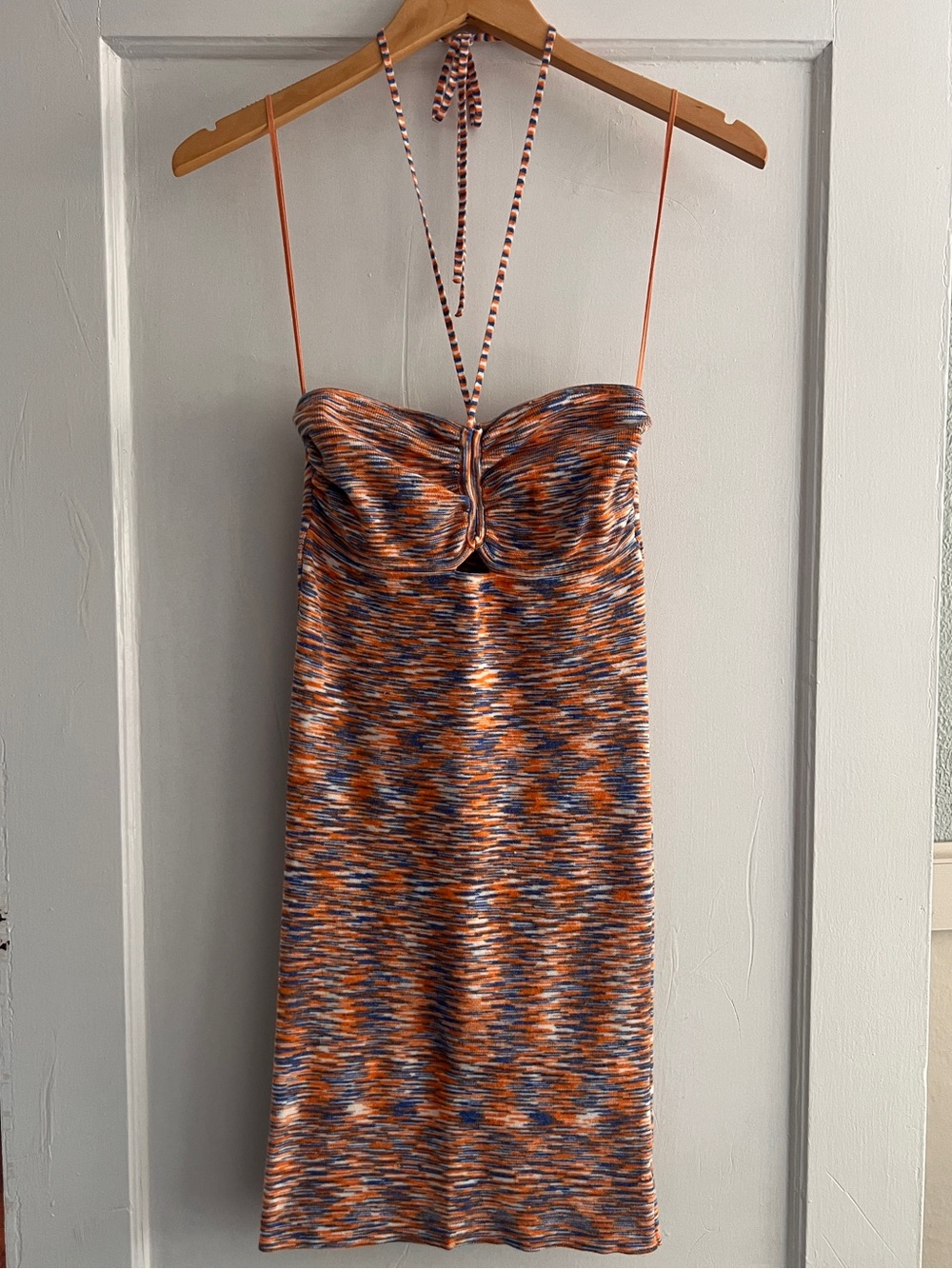 Tie-Back Knit Tube Mini Dress